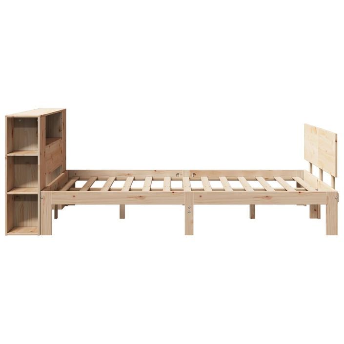 Lit bibliothèque sans matelas 140x190 cm bois de pin massif - Photo n°5