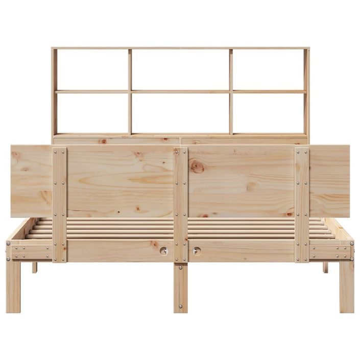 Lit bibliothèque sans matelas 140x190 cm bois de pin massif - Photo n°4