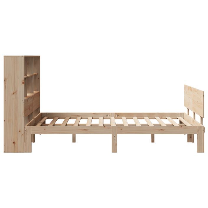 Lit bibliothèque sans matelas 140x190 cm bois de pin massif - Photo n°5