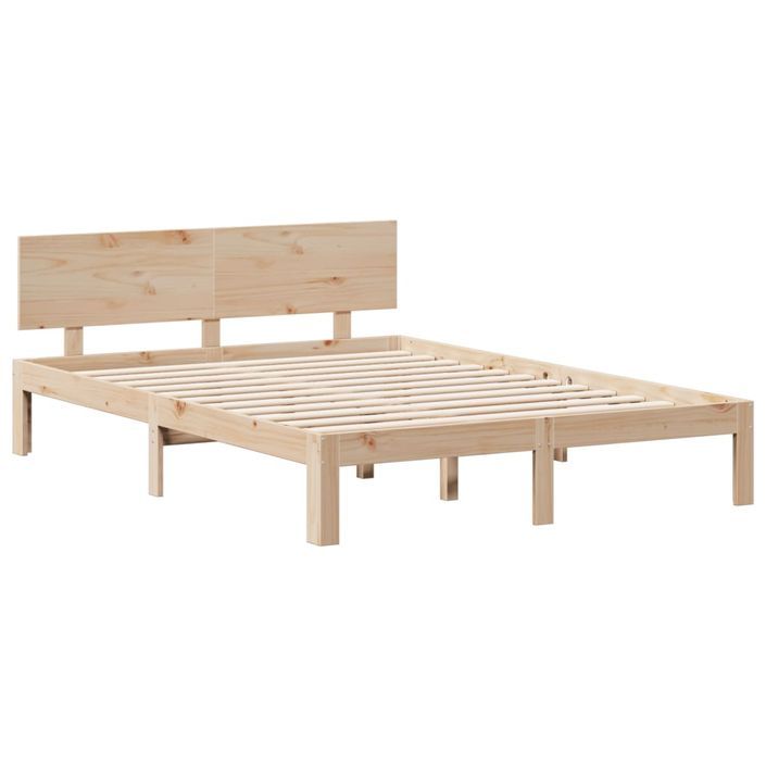 Lit bibliothèque sans matelas 140x190 cm bois de pin massif - Photo n°8