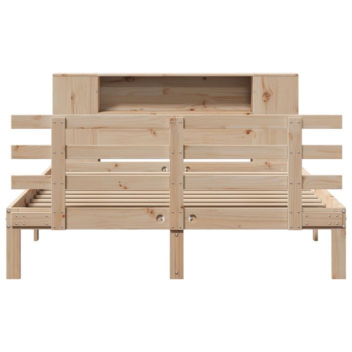 Lit bibliothèque sans matelas 140x190 cm bois de pin massif - Photo n°4