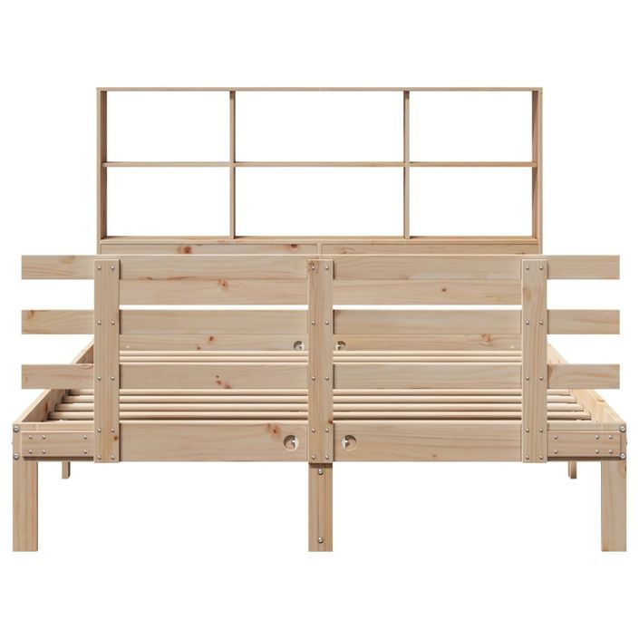 Lit bibliothèque sans matelas 140x190 cm bois de pin massif - Photo n°4