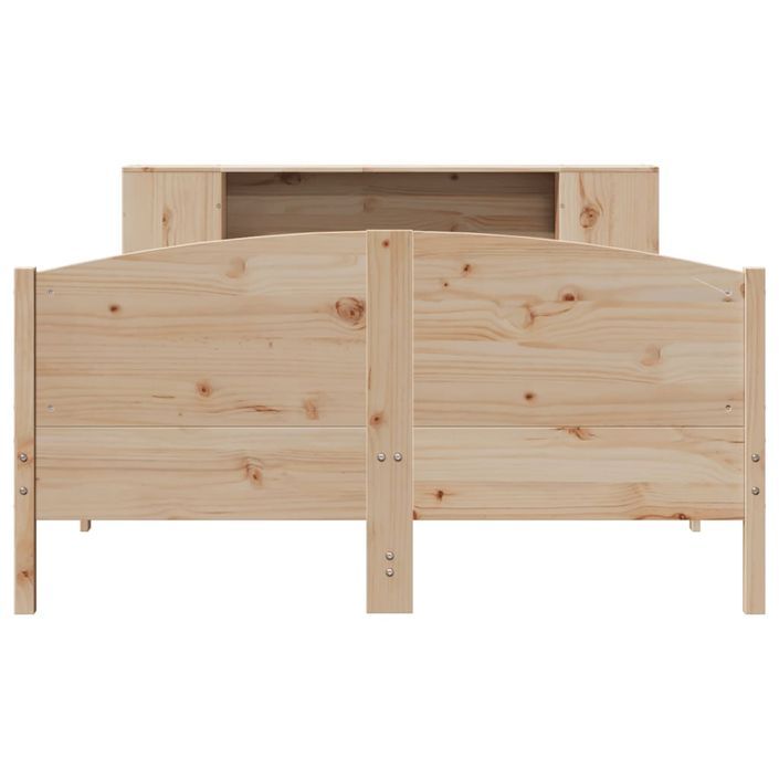 Lit bibliothèque sans matelas 140x190 cm bois de pin massif - Photo n°4