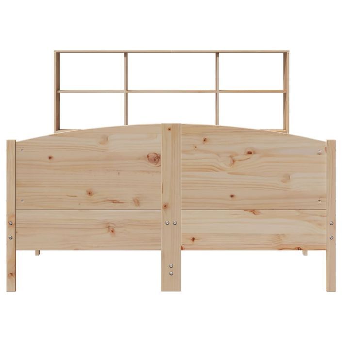 Lit bibliothèque sans matelas 140x190 cm bois de pin massif - Photo n°4