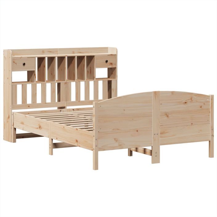 Lit bibliothèque sans matelas 140x190 cm bois de pin massif - Photo n°3