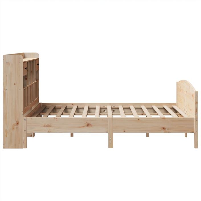 Lit bibliothèque sans matelas 140x190 cm bois de pin massif - Photo n°5