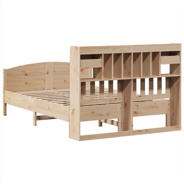 Lit bibliothèque sans matelas 140x190 cm bois de pin massif - Photo n°6