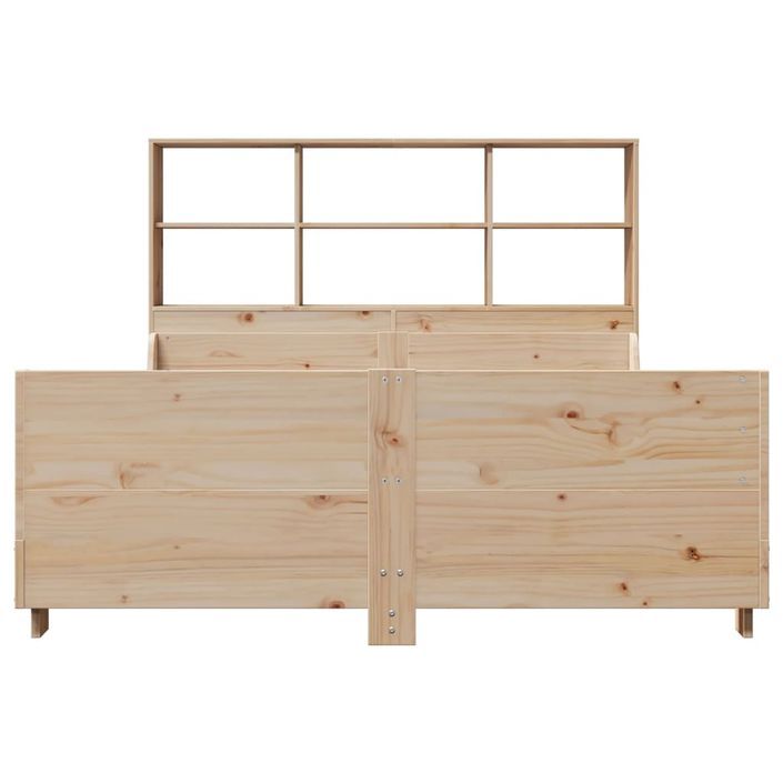 Lit bibliothèque sans matelas 140x190 cm bois massif - Photo n°4