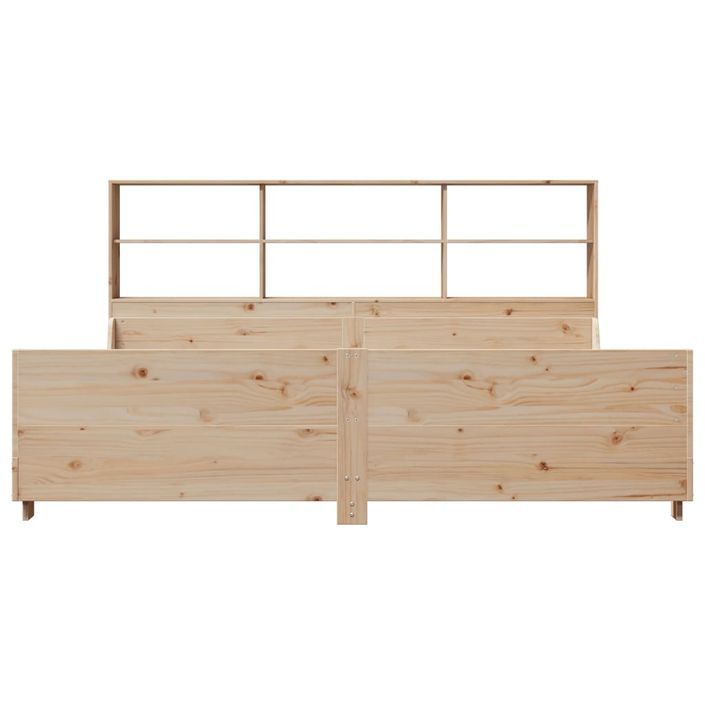 Lit bibliothèque sans matelas 180x200 cm bois massif - Photo n°4