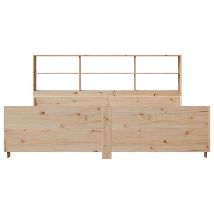 Lit bibliothèque sans matelas 200x200 cm bois massif - Photo n°4