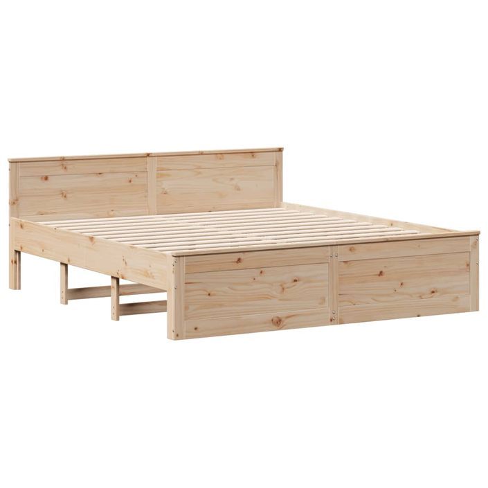 Lit bibliothèque sans matelas 200x200 cm bois massif de pin - Photo n°9