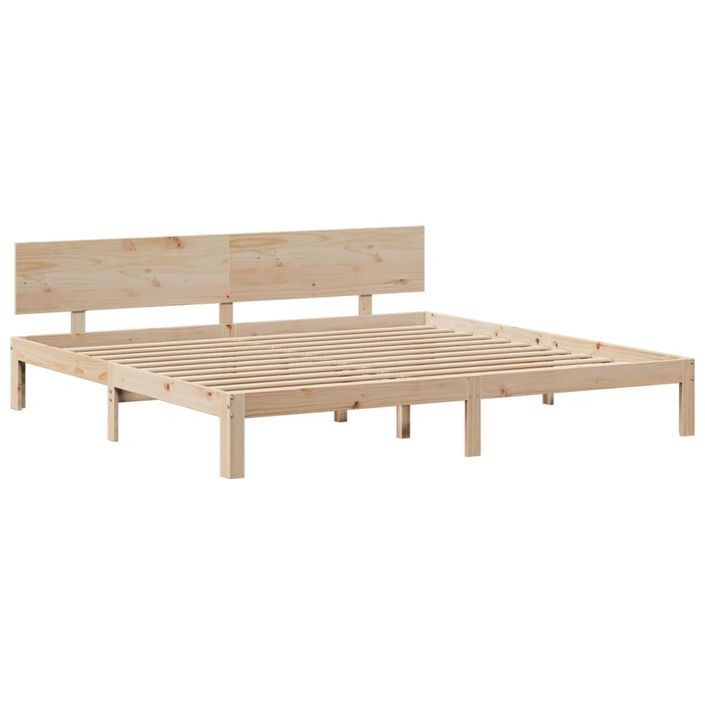 Lit bibliothèque sans matelas 200x200 cm bois massif de pin - Photo n°8