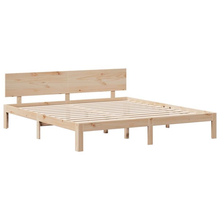 Lit bibliothèque sans matelas 200x200 cm bois massif de pin - Photo n°8