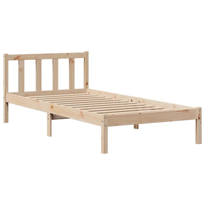 Lit bibliothèque sans matelas 75x190 cm bois de pin massif - Photo n°5