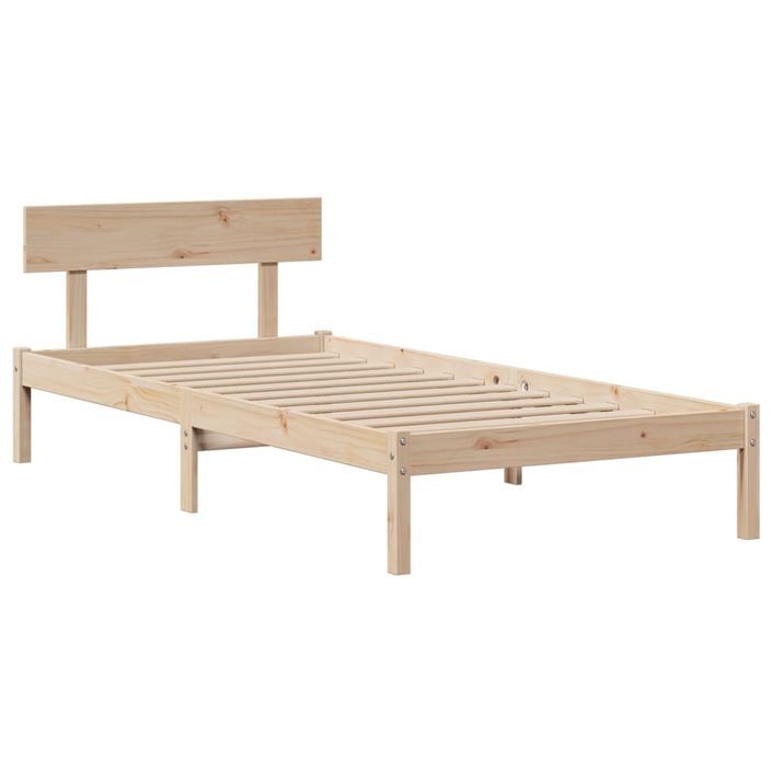 Lit bibliothèque sans matelas 75x190 cm bois de pin massif - Photo n°5