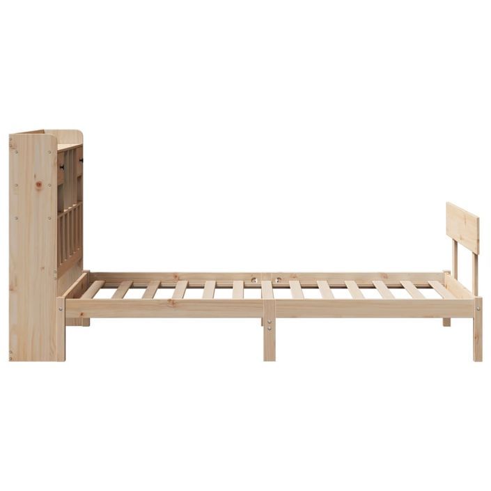 Lit bibliothèque sans matelas 75x190 cm bois de pin massif - Photo n°7