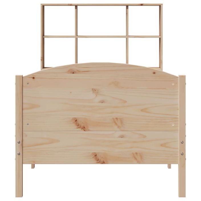 Lit bibliothèque sans matelas 75x190 cm bois de pin massif - Photo n°4