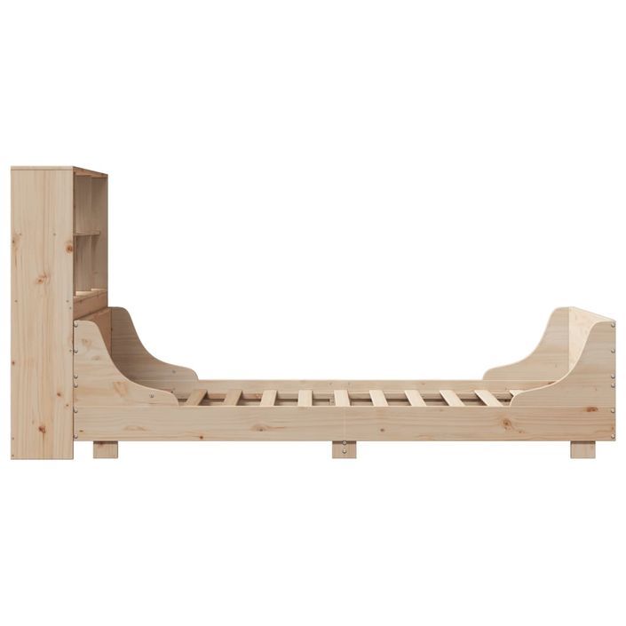 Lit bibliothèque sans matelas 75x190 cm bois massif - Photo n°7