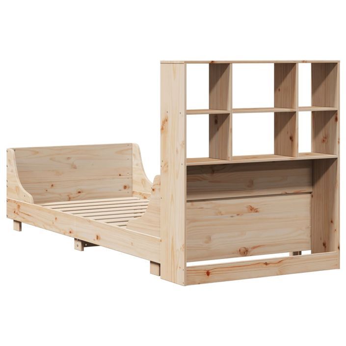 Lit bibliothèque sans matelas 75x190 cm bois massif - Photo n°8