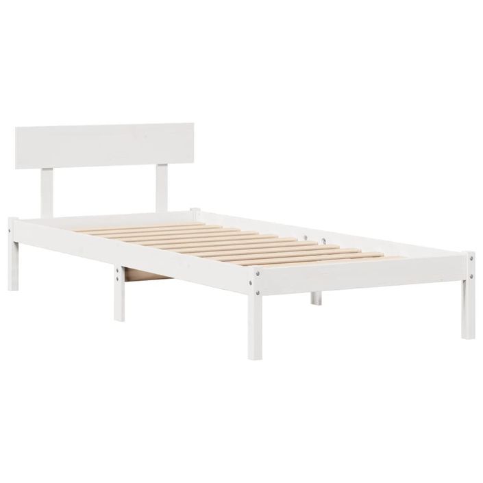 Lit bibliothèque sans matelas blanc 100x200 cm bois pin massif - Photo n°5