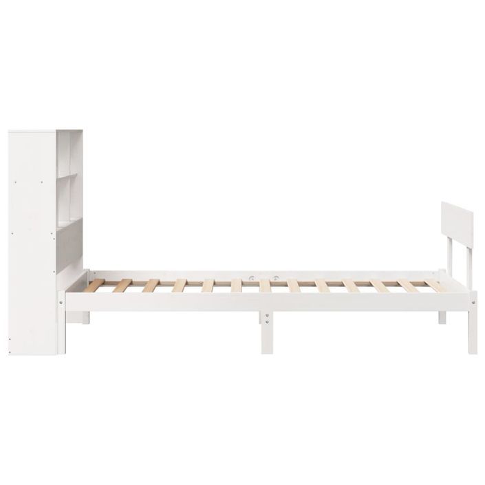 Lit bibliothèque sans matelas blanc 100x200 cm bois pin massif - Photo n°7