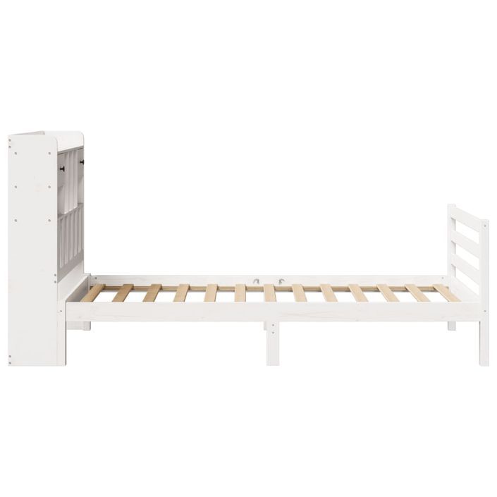 Lit bibliothèque sans matelas blanc 100x200 cm bois pin massif - Photo n°5