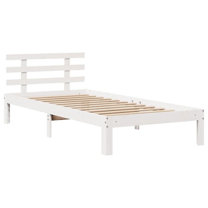 Lit bibliothèque sans matelas blanc 100x200 cm bois pin massif - Photo n°8