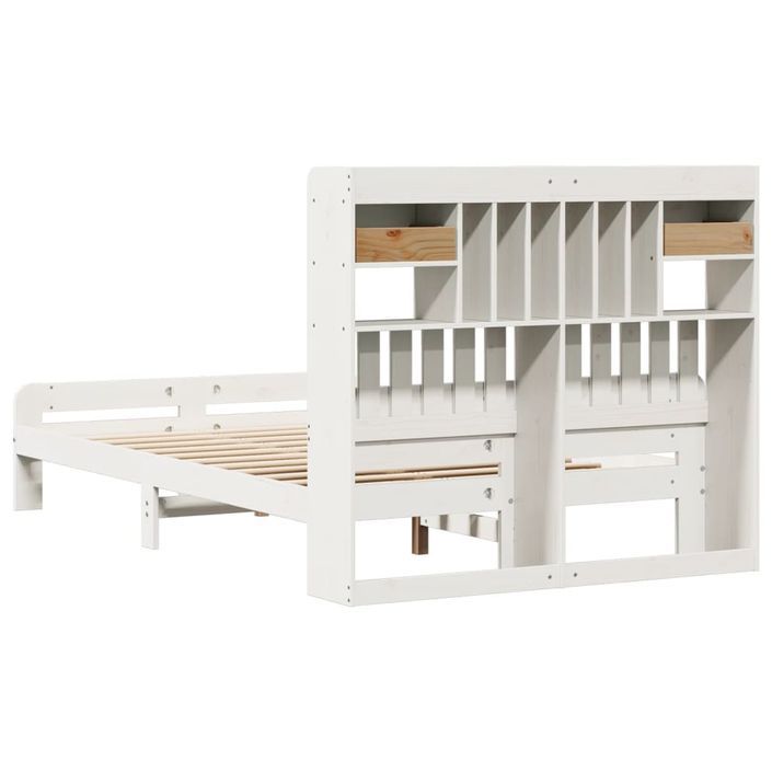 Lit bibliothèque sans matelas blanc 120x190 cm bois pin massif - Photo n°6