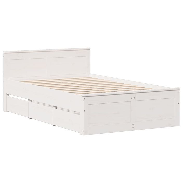 Lit bibliothèque sans matelas blanc 120x190 cm bois pin massif - Photo n°8