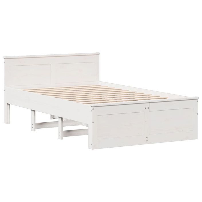 Lit bibliothèque sans matelas blanc 120x190 cm bois pin massif - Photo n°9