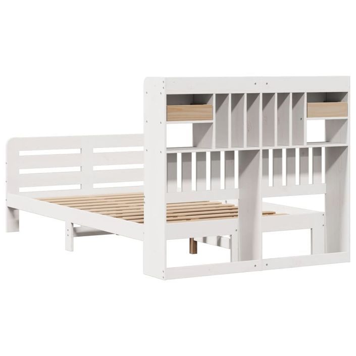 Lit bibliothèque sans matelas blanc 120x190 cm bois pin massif - Photo n°8