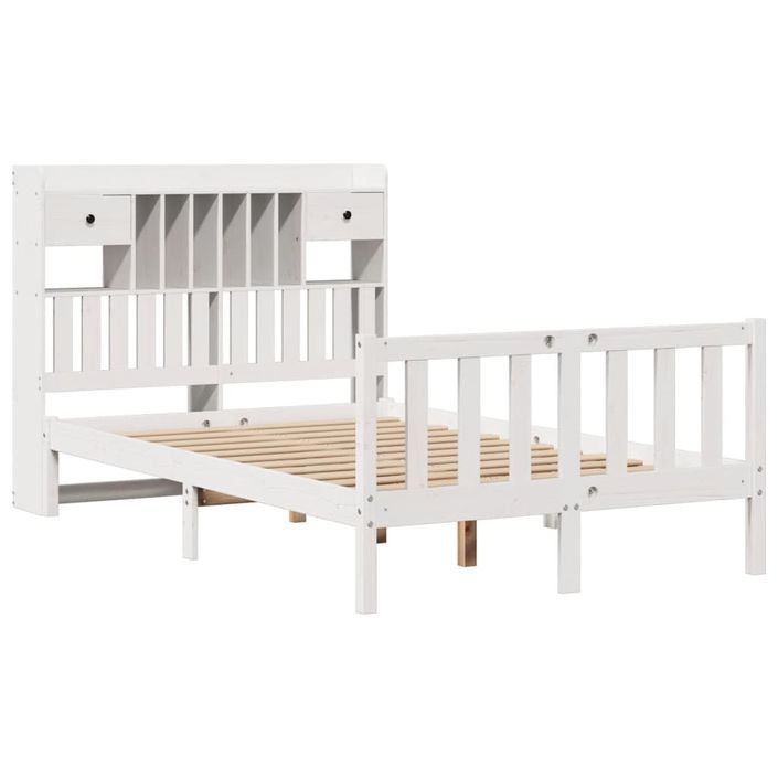 Lit bibliothèque sans matelas blanc 120x190 cm bois pin massif - Photo n°3