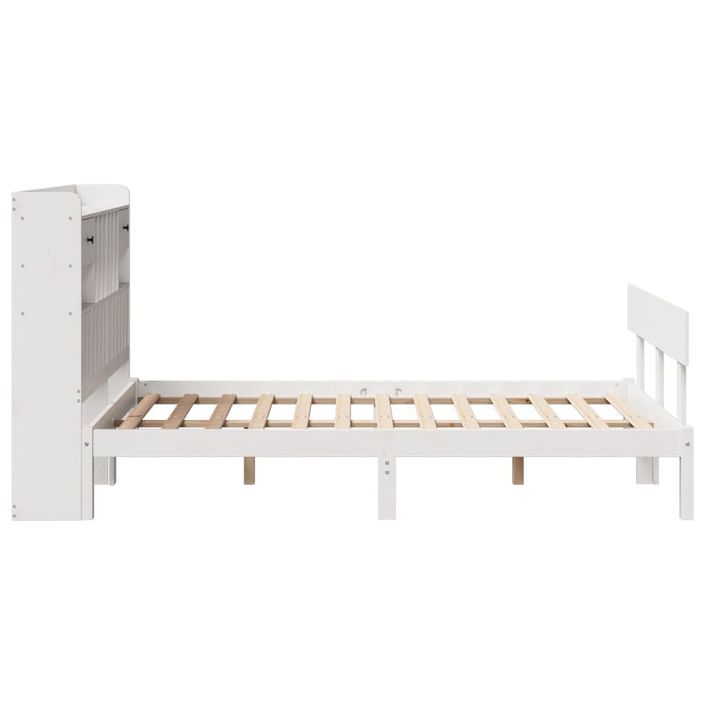 Lit bibliothèque sans matelas blanc 120x190 cm bois pin massif - Photo n°7