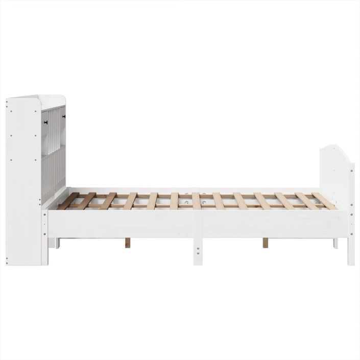 Lit bibliothèque sans matelas blanc 120x190 cm bois pin massif - Photo n°5