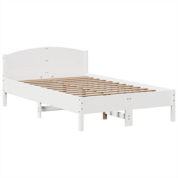 Lit bibliothèque sans matelas blanc 120x200 cm bois pin massif - Photo n°8