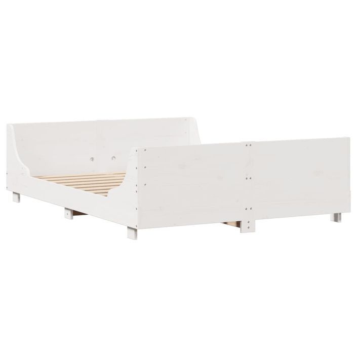 Lit bibliothèque sans matelas blanc 135x190 cm bois massif - Photo n°5