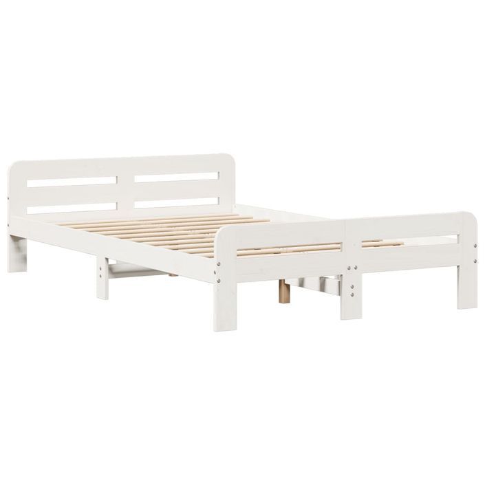 Lit bibliothèque sans matelas blanc 135x190 cm bois pin massif - Photo n°8