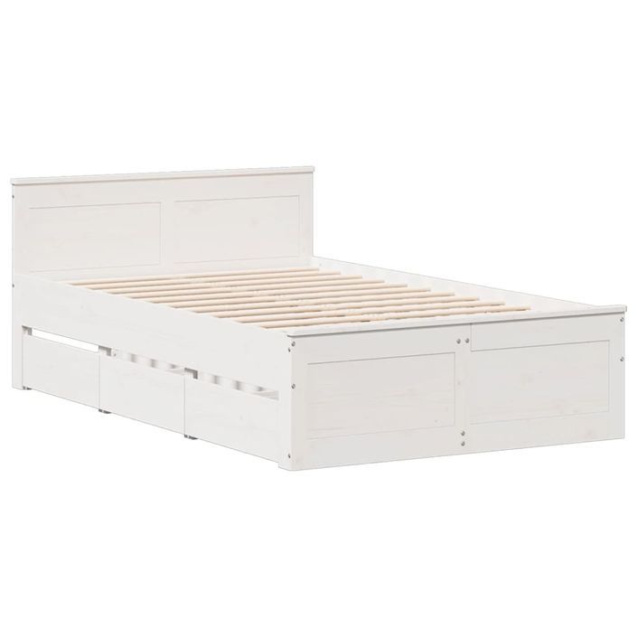 Lit bibliothèque sans matelas blanc 135x190 cm bois pin massif - Photo n°8