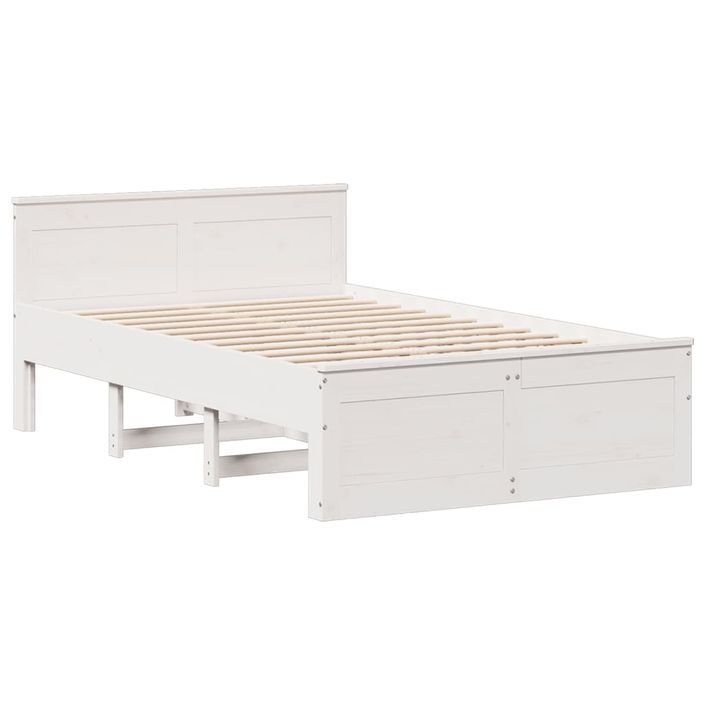 Lit bibliothèque sans matelas blanc 135x190 cm bois pin massif - Photo n°9