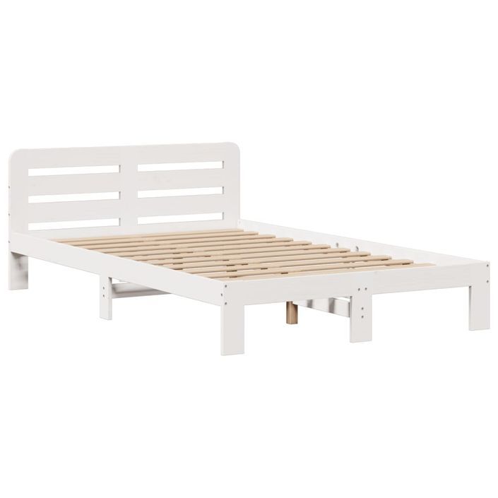 Lit bibliothèque sans matelas blanc 135x190 cm bois pin massif - Photo n°5