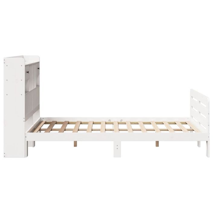 Lit bibliothèque sans matelas blanc 135x190 cm bois pin massif - Photo n°7