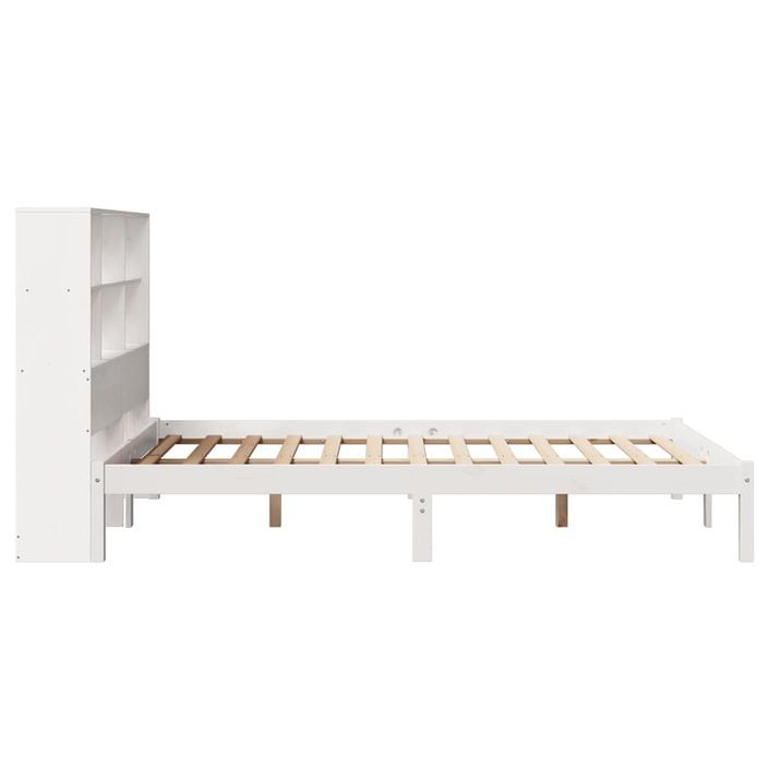 Lit bibliothèque sans matelas blanc 135x190 cm bois pin massif - Photo n°7