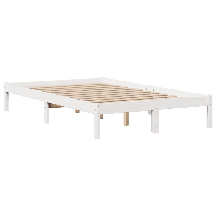 Lit bibliothèque sans matelas blanc 135x190 cm bois pin massif - Photo n°5