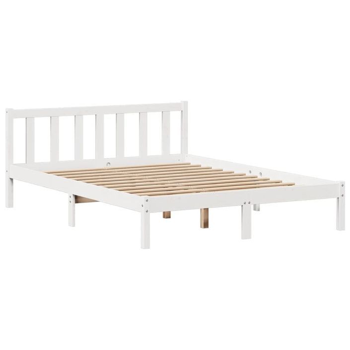 Lit bibliothèque sans matelas blanc 135x190 cm bois pin massif - Photo n°5