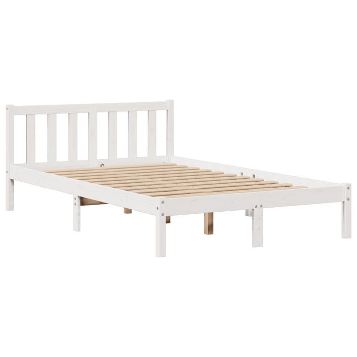 Lit bibliothèque sans matelas blanc 135x190 cm bois pin massif - Photo n°5