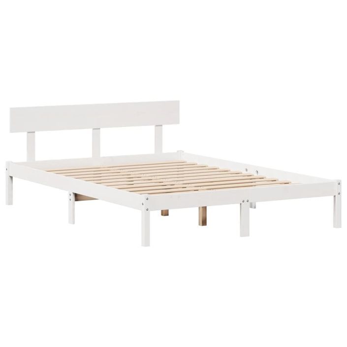 Lit bibliothèque sans matelas blanc 135x190 cm bois pin massif - Photo n°5