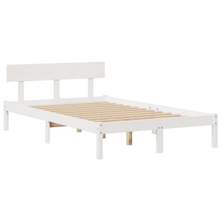 Lit bibliothèque sans matelas blanc 135x190 cm bois pin massif - Photo n°5