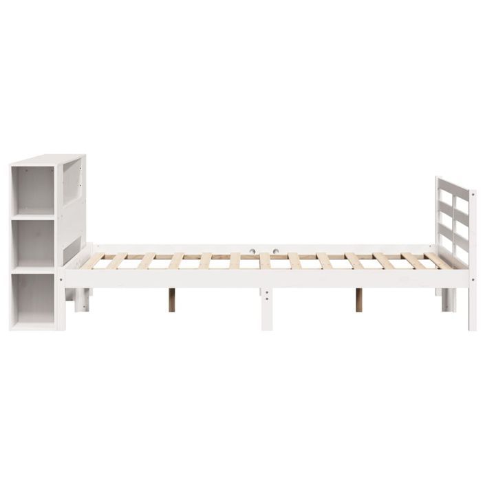 Lit bibliothèque sans matelas blanc 135x190 cm bois pin massif - Photo n°7