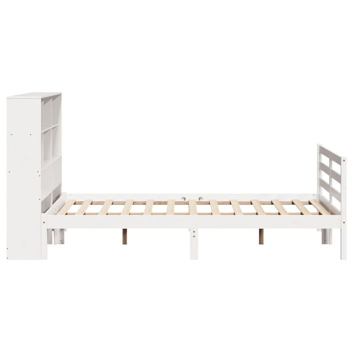 Lit bibliothèque sans matelas blanc 135x190 cm bois pin massif - Photo n°5