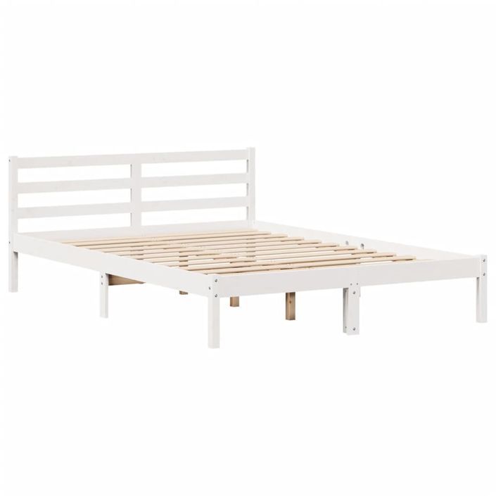 Lit bibliothèque sans matelas blanc 135x190 cm bois pin massif - Photo n°8